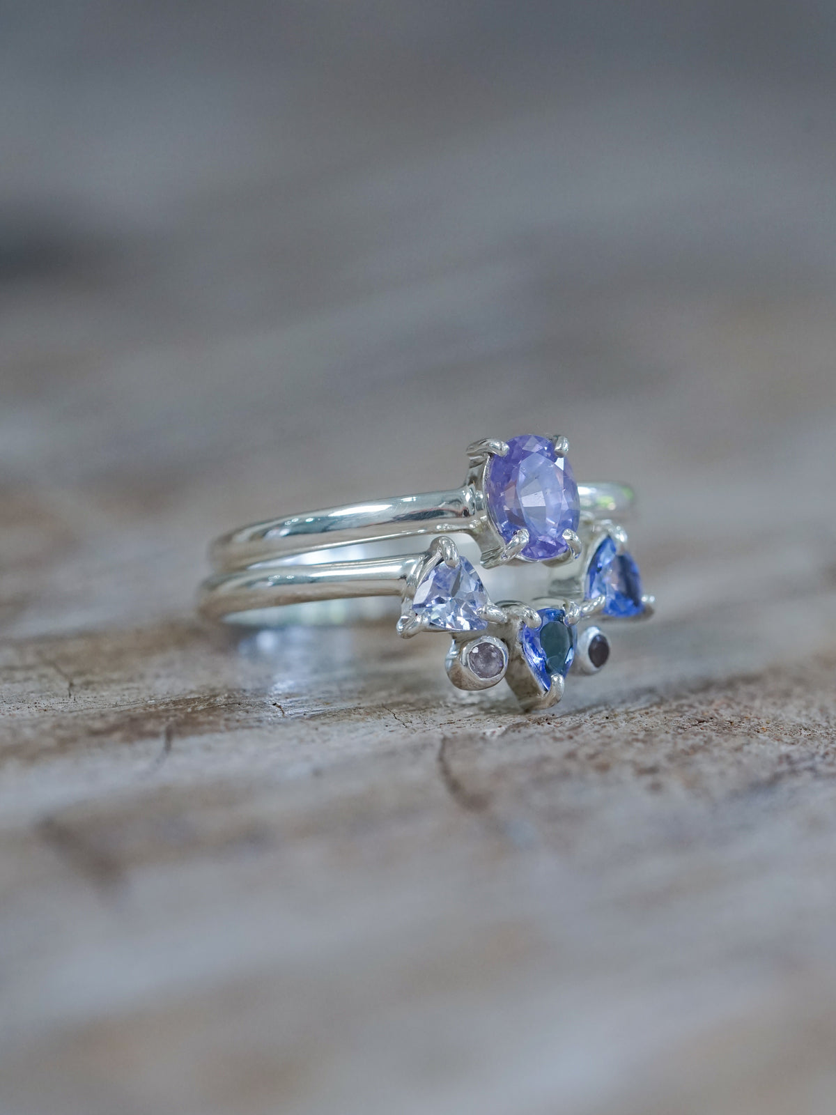 Purple Sapphire Ring Set - Gardens of the Sun | Ethical Jewelry