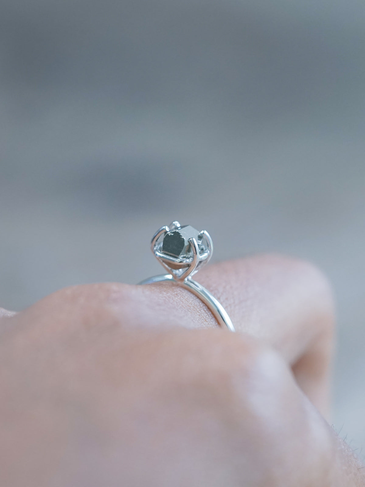 Pyrite Crystal Ring in prong setting