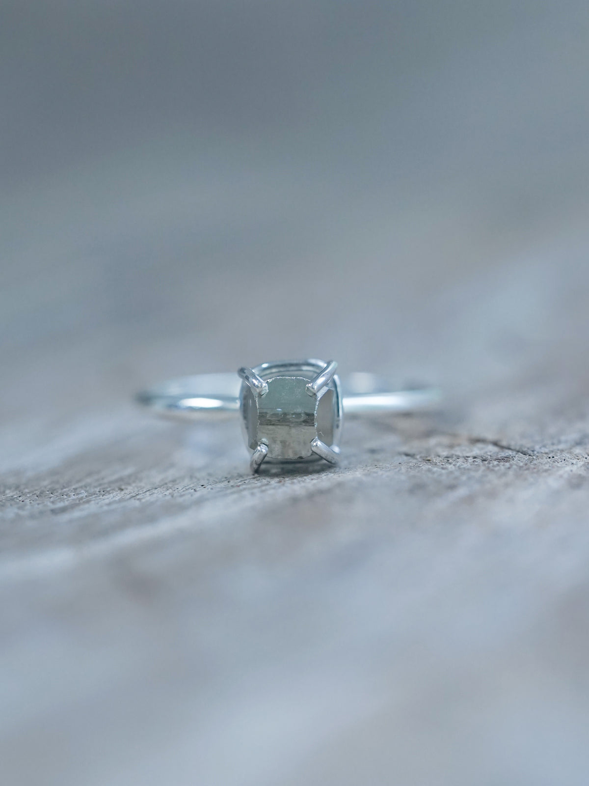 Pyrite Crystal Ring in prong setting made with recycled sterling silver