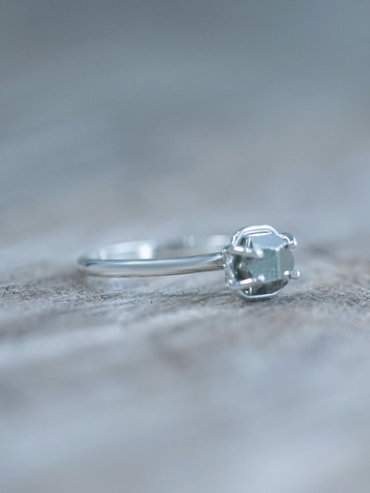 Pyrite Crystal Ring in prong setting made with sterling silver