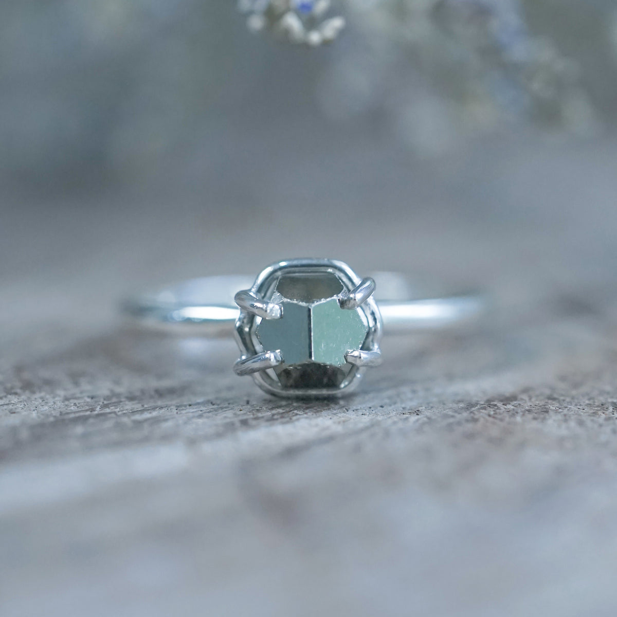 Pyrite Crystal Ring in recycled sterling silver