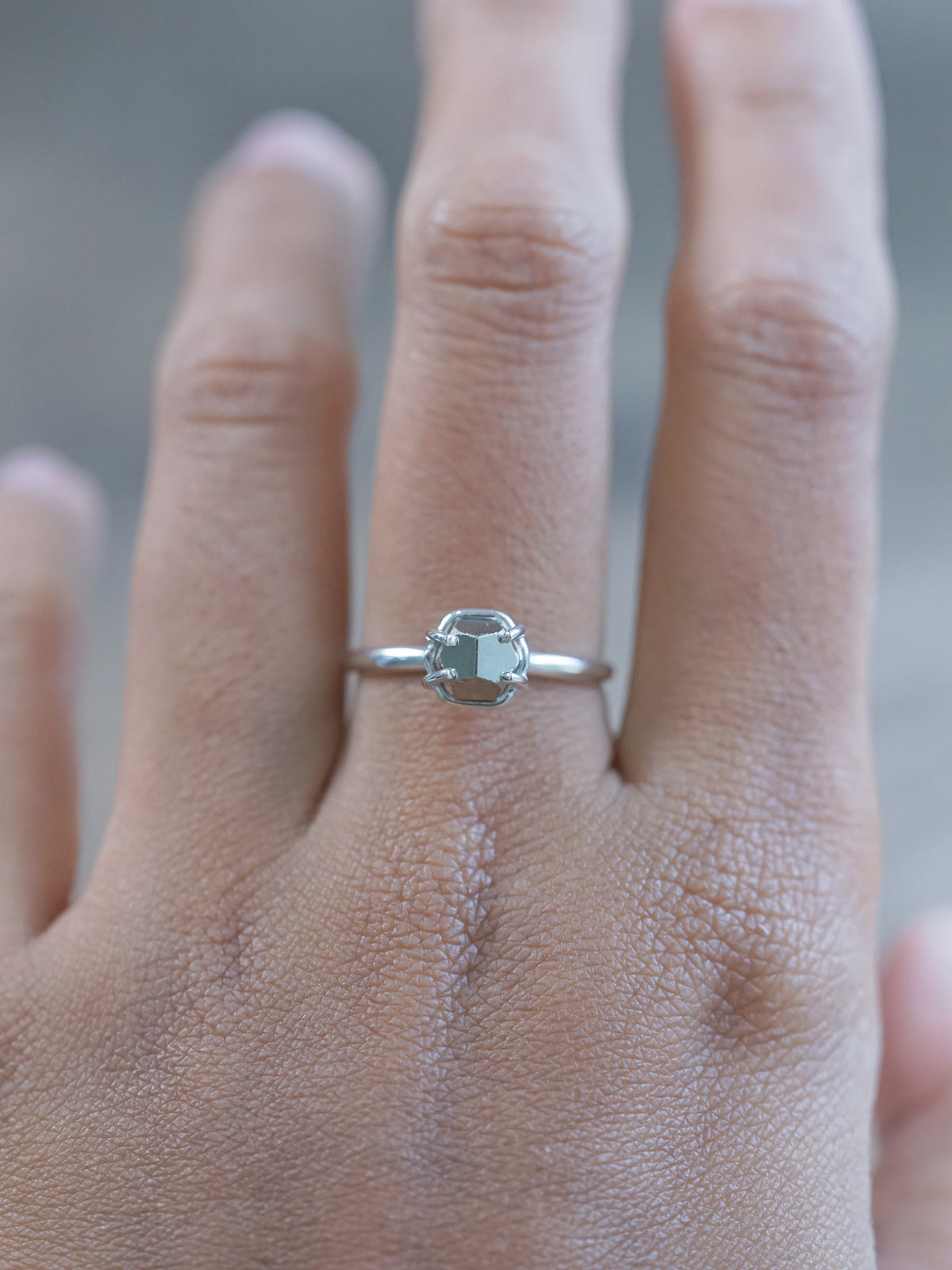 Pyrite Gemstone Crystal Ring in recycled sterling silver