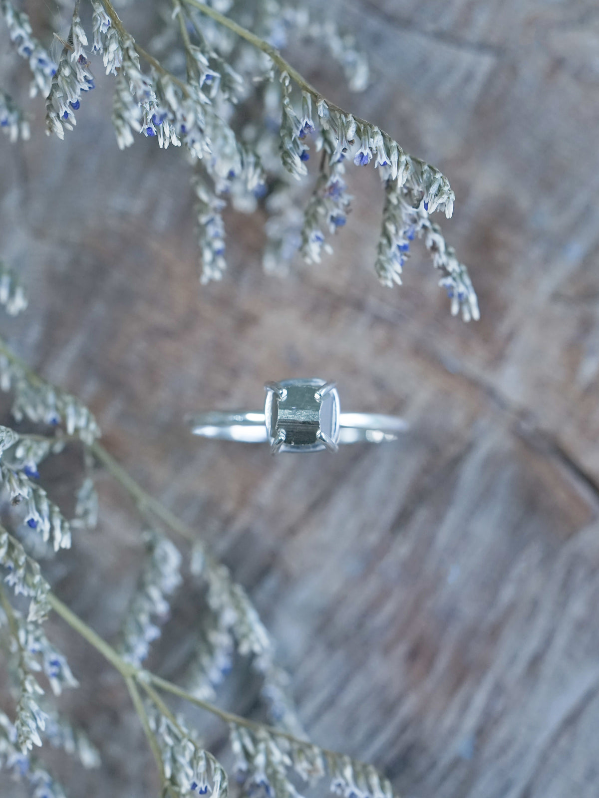 Pyrite Gemstone Crystal Ring in sterling silver
