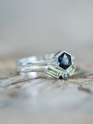 Spinel and Peridot Ring Set - Gardens of the Sun | Ethical Jewelry