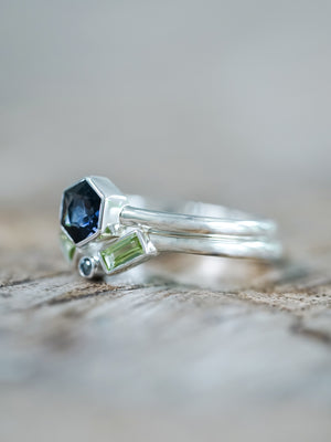 Spinel and Peridot Ring Set - Gardens of the Sun | Ethical Jewelry
