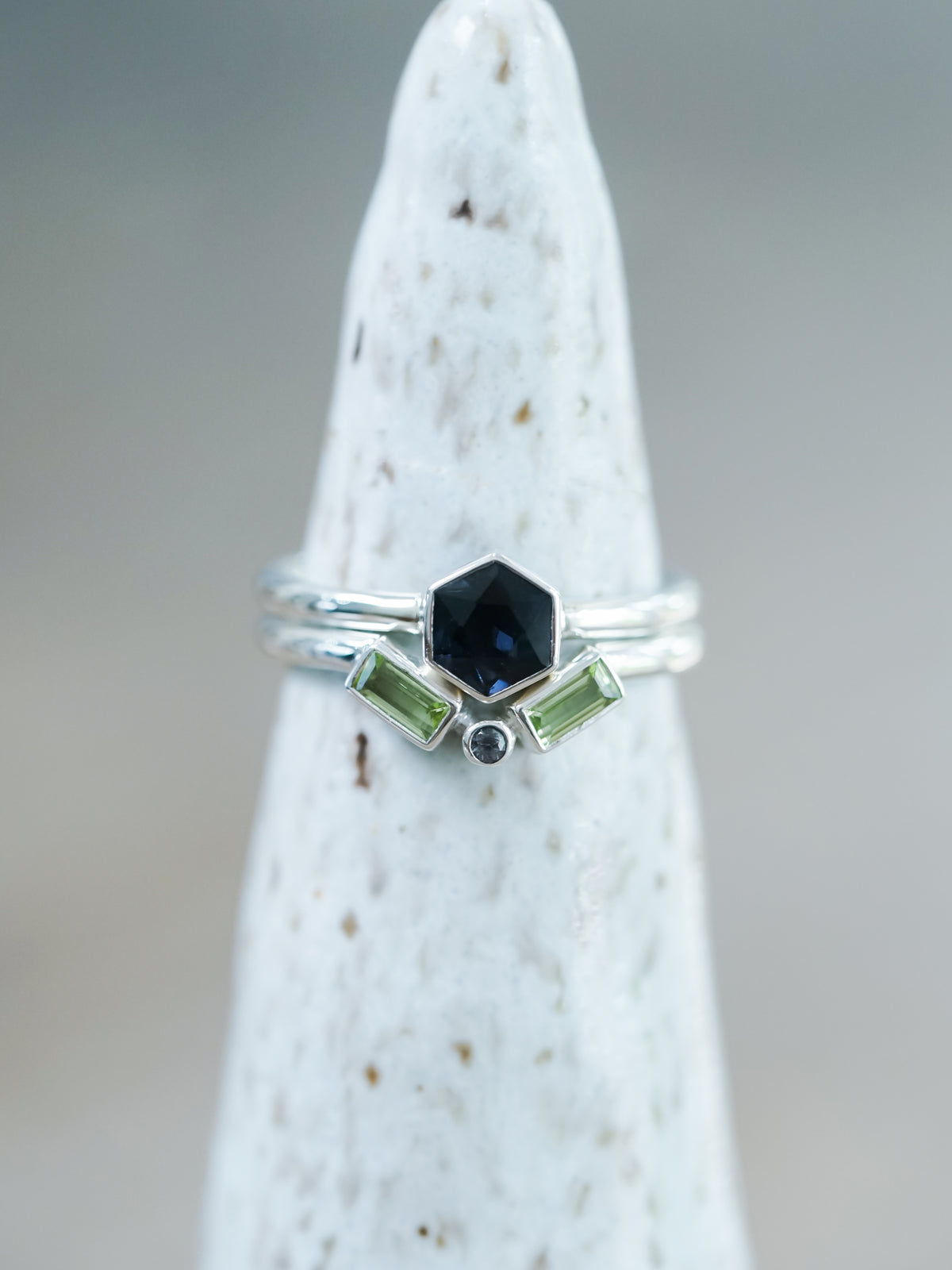 Spinel and Peridot Ring Set - Gardens of the Sun | Ethical Jewelry