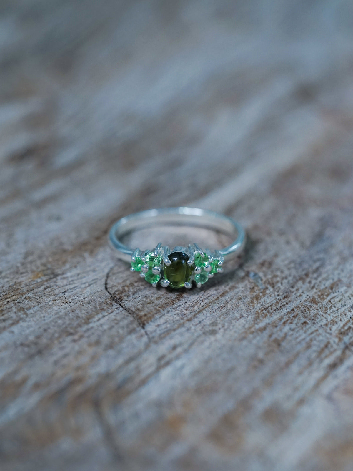 Tourmaline and Tsavorite Garnet Ring - Ethical Jewelry | Gardens of the Sun