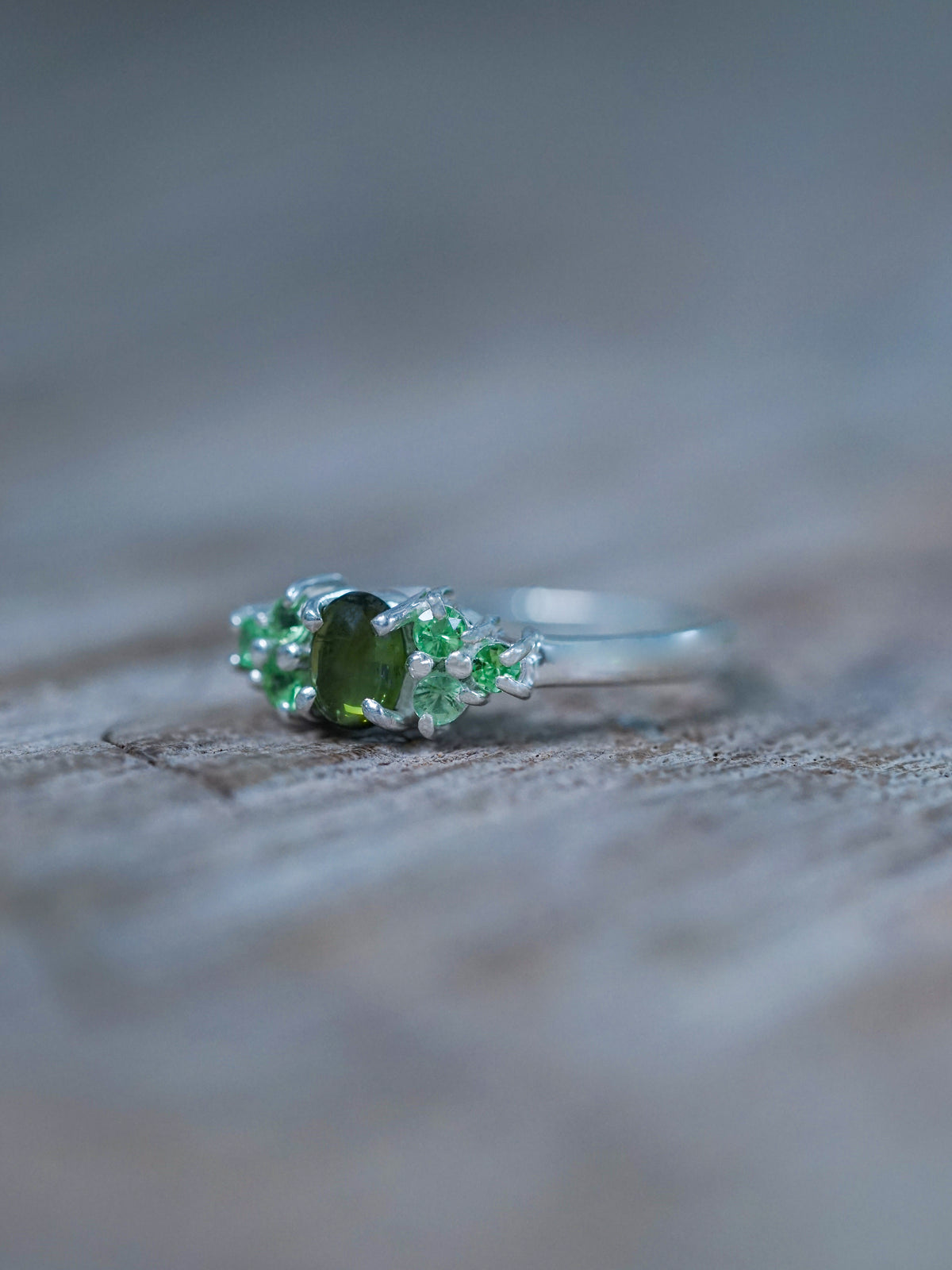 Tourmaline and Tsavorite Garnet Ring - Ethical Jewelry | Gardens of the Sun