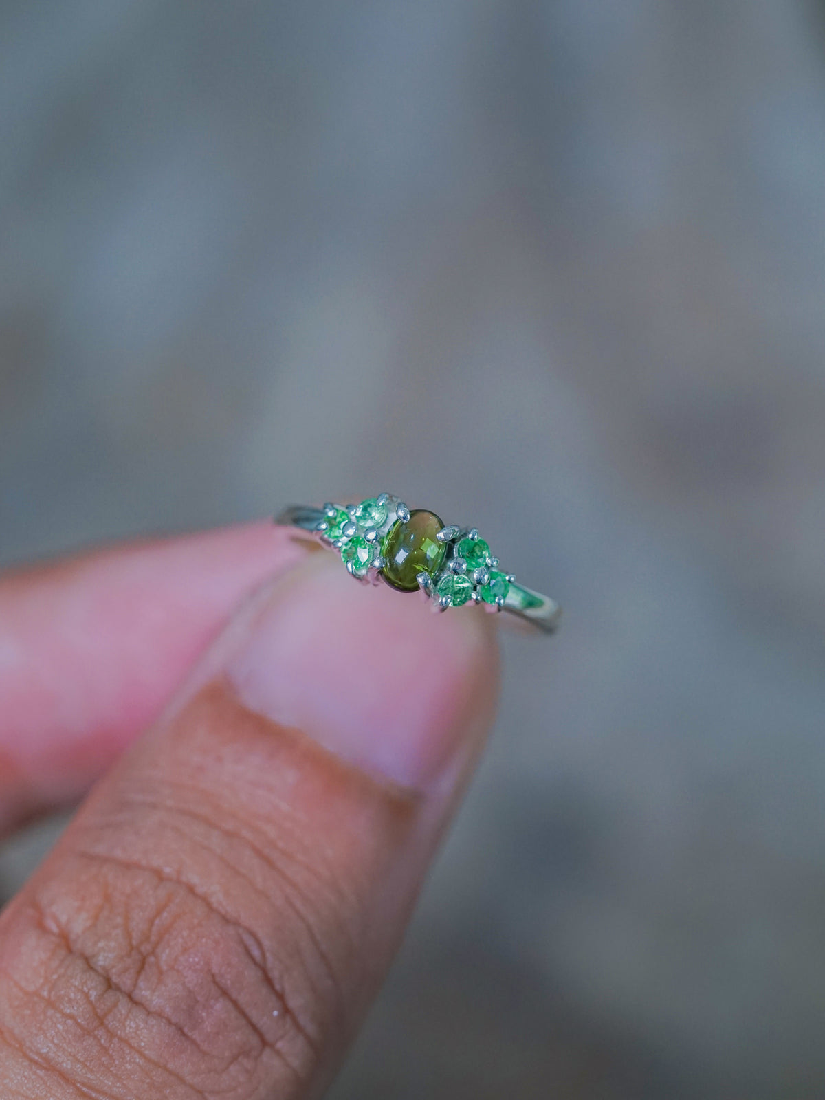 Tourmaline and Tsavorite Garnet Ring - Ethical Jewelry | Gardens of the Sun