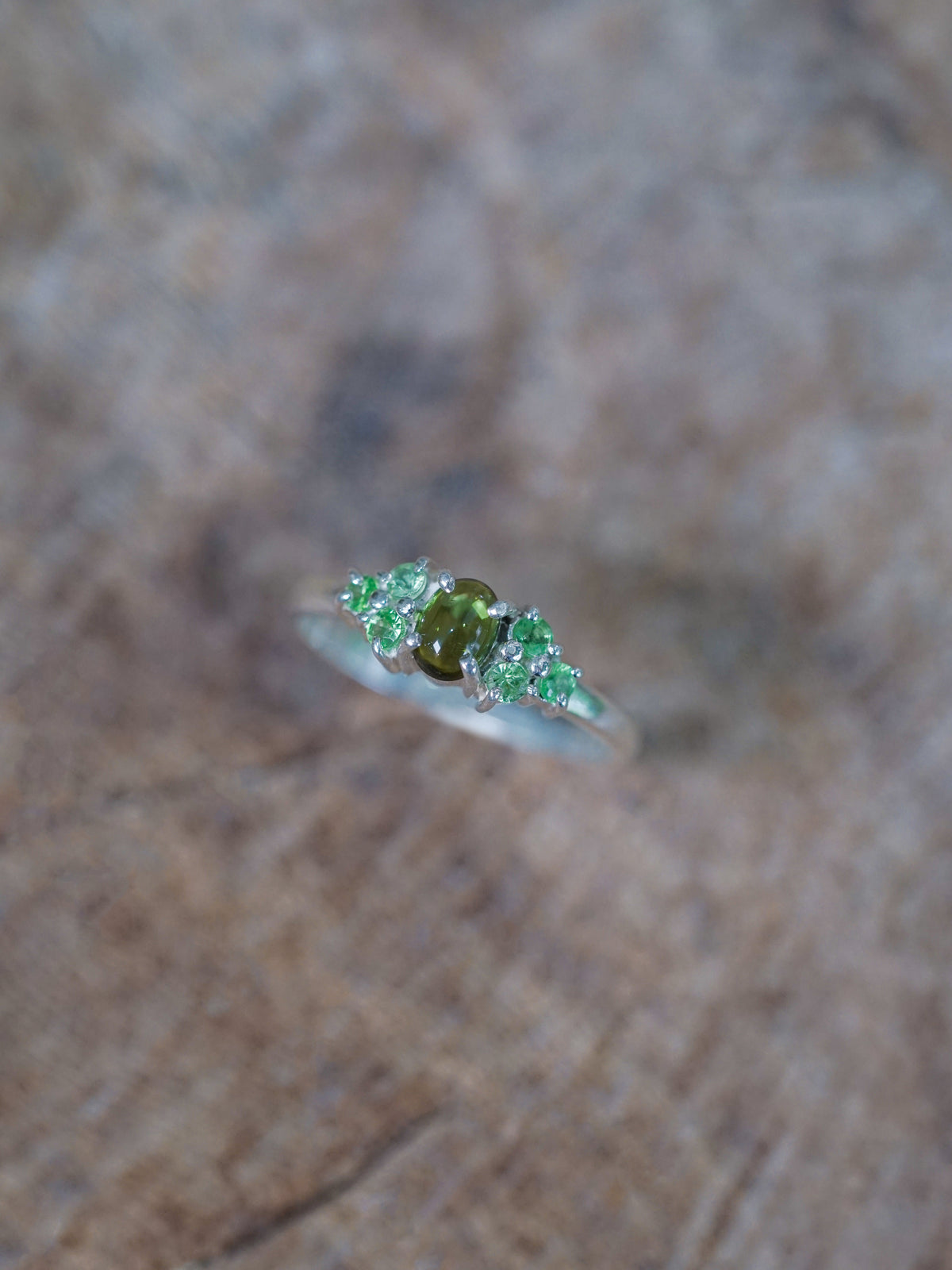 Tourmaline and Tsavorite Garnet Ring - Ethical Jewelry | Gardens of the Sun