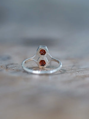 Double Hexagon Garnet Ring - size 9