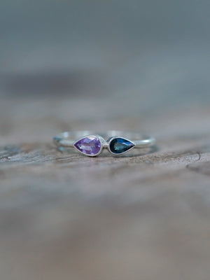 Blue and Lavender Sapphire Ring - Size 8.75