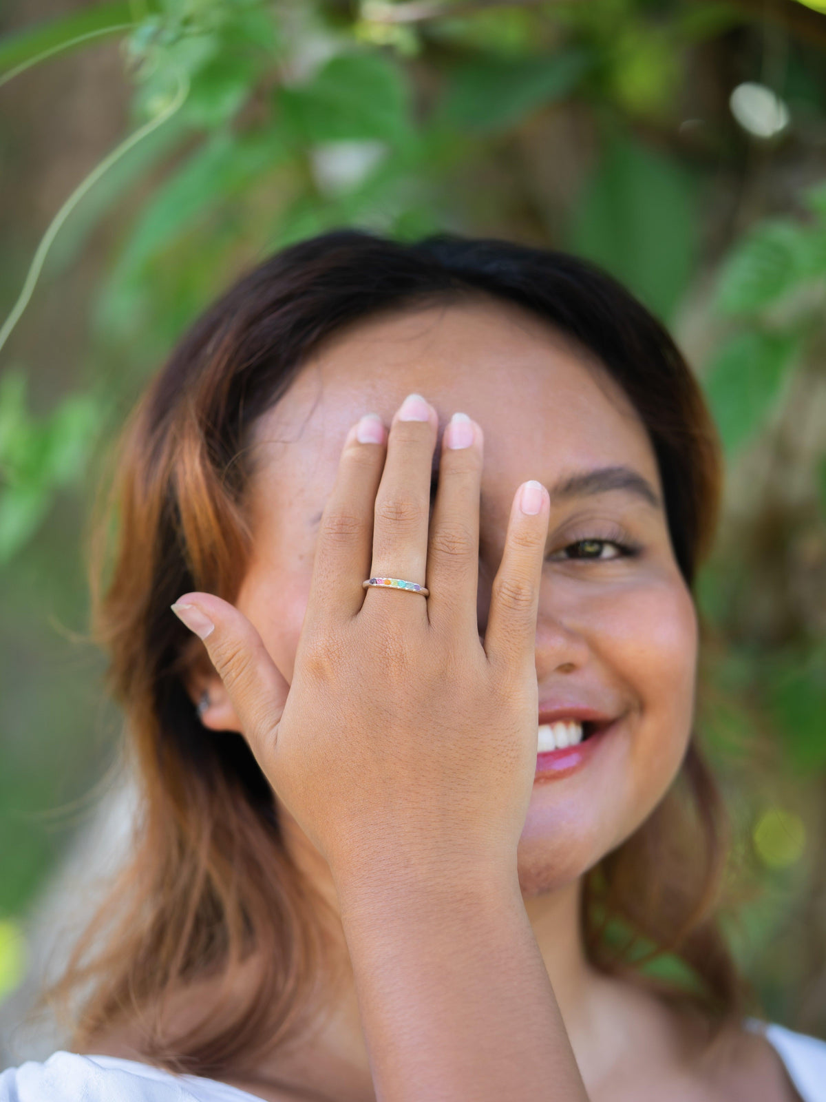 Rainbow Ring with Hidden Gems - Gardens of the Sun | Ethical Jewelry