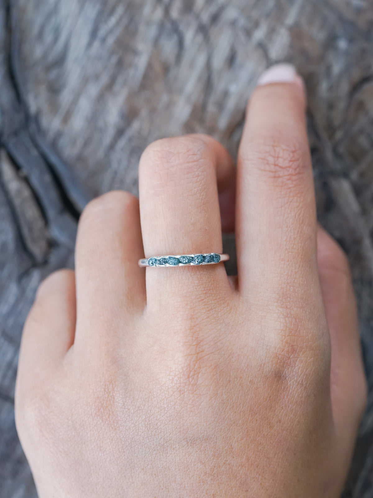 Raw Diamond Ring with Hidden Gems in Silver | Gardens of the Sun - Ethical Jewelry