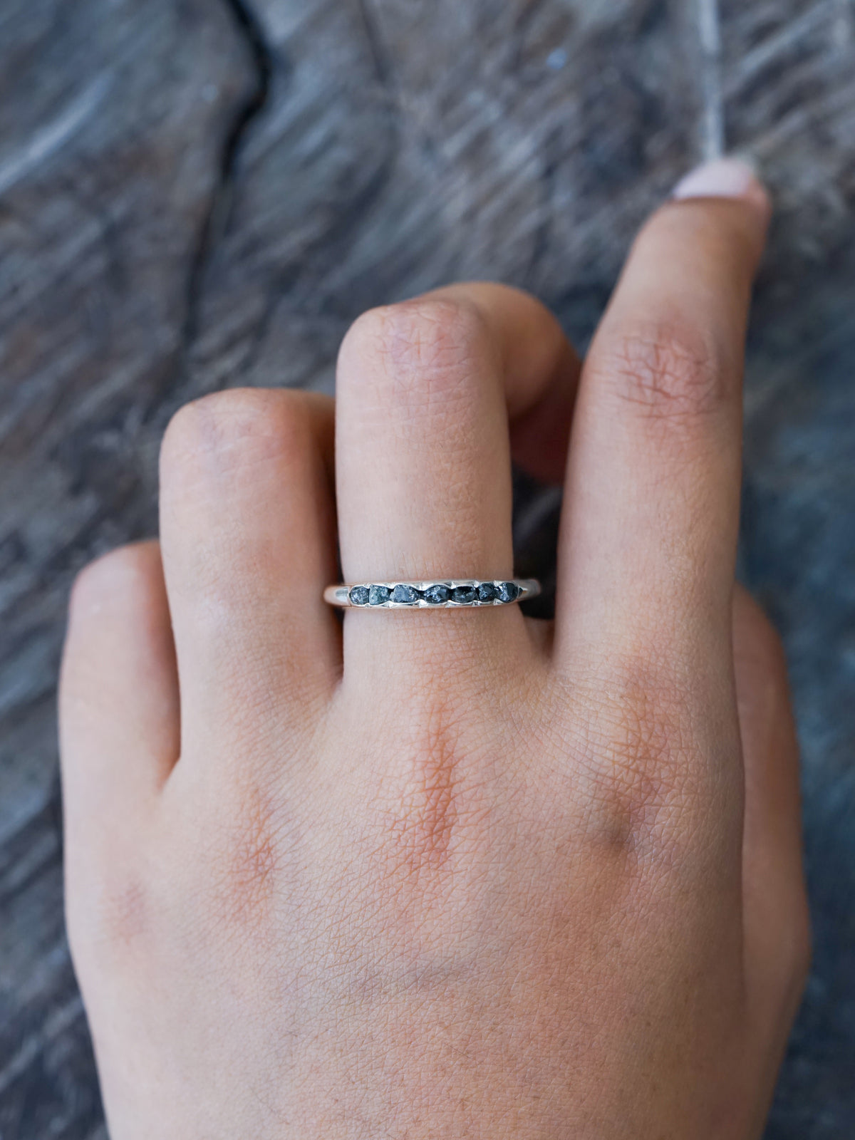Raw Diamond Ring with Hidden Gems in Silver | Gardens of the Sun - Ethical Jewelry