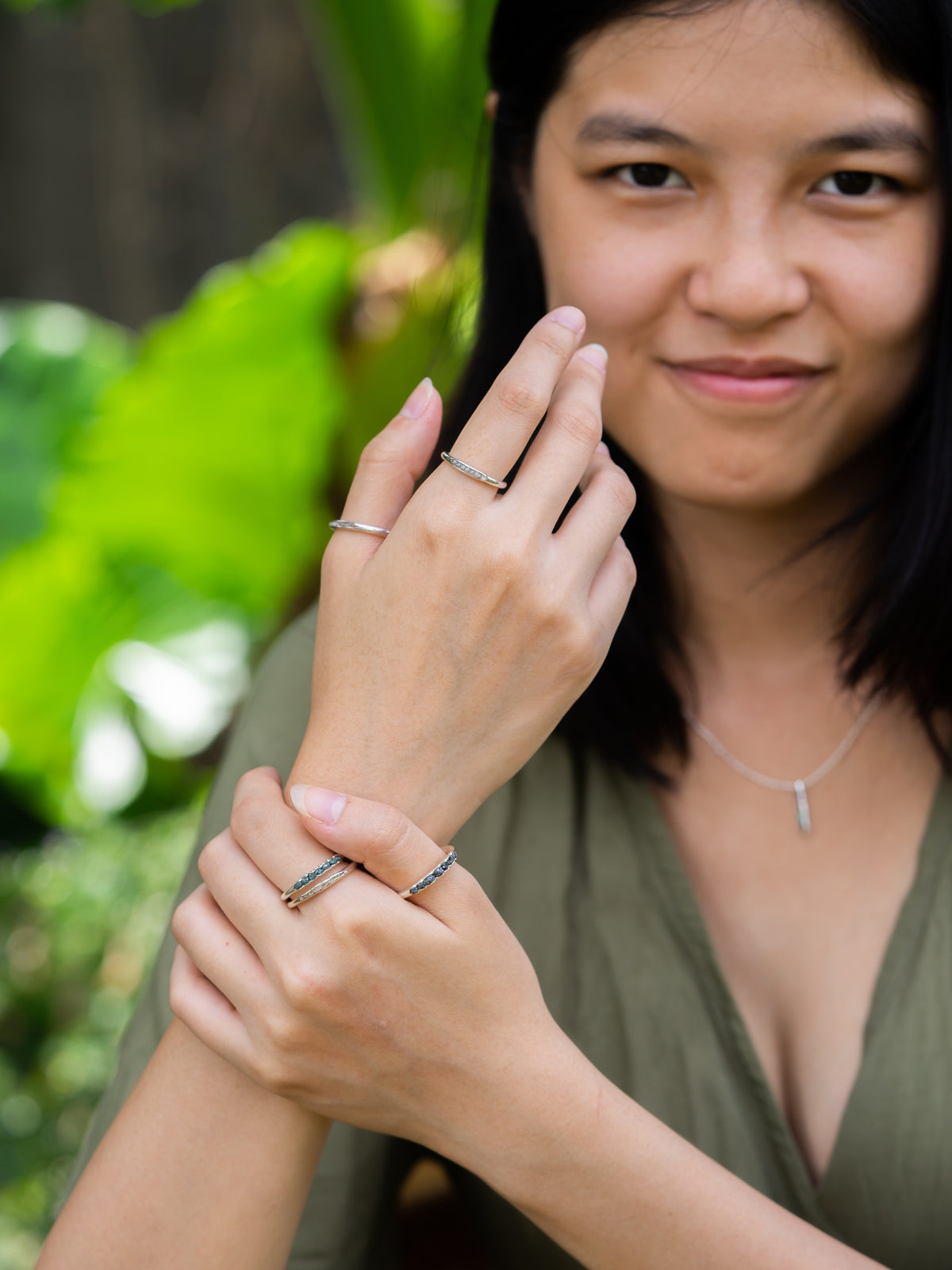 Raw Diamond Ring with Hidden Gems in Silver | Gardens of the Sun - Ethical Jewelry