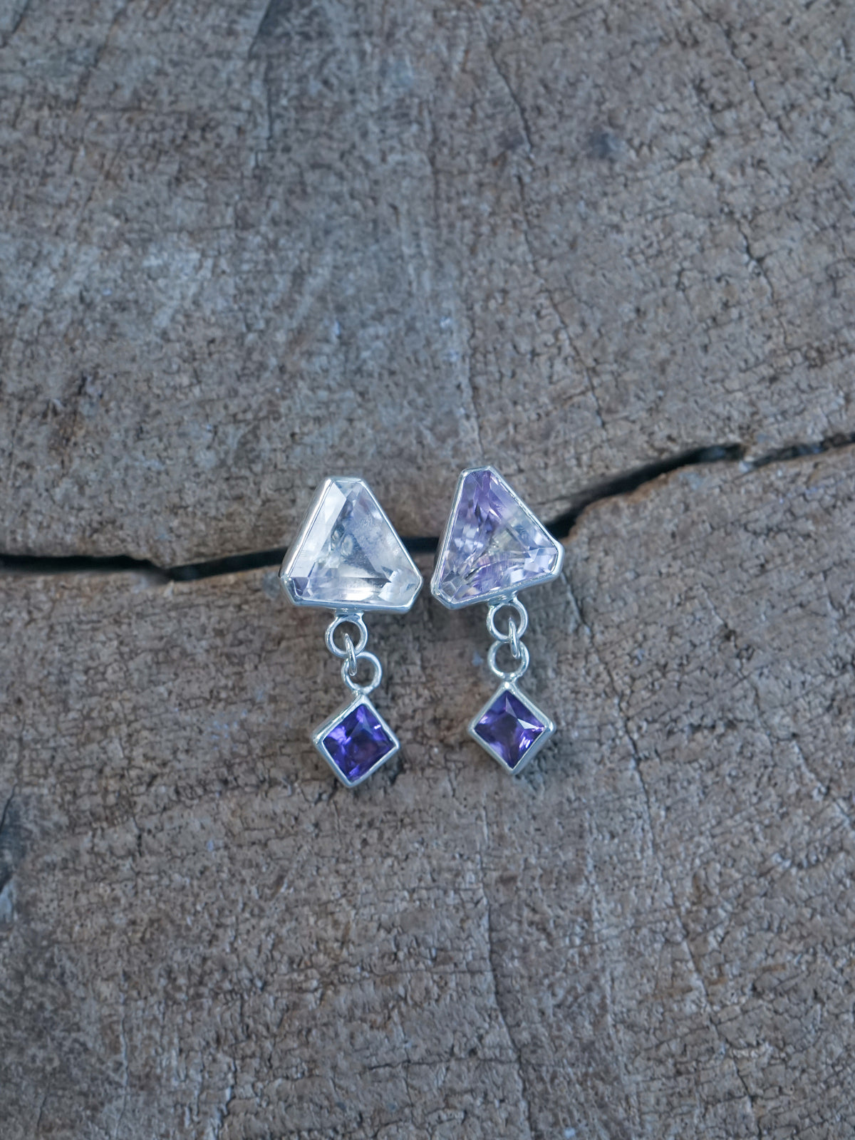 Ready to ship Amethyst and Citrine Earrings in sterling silver