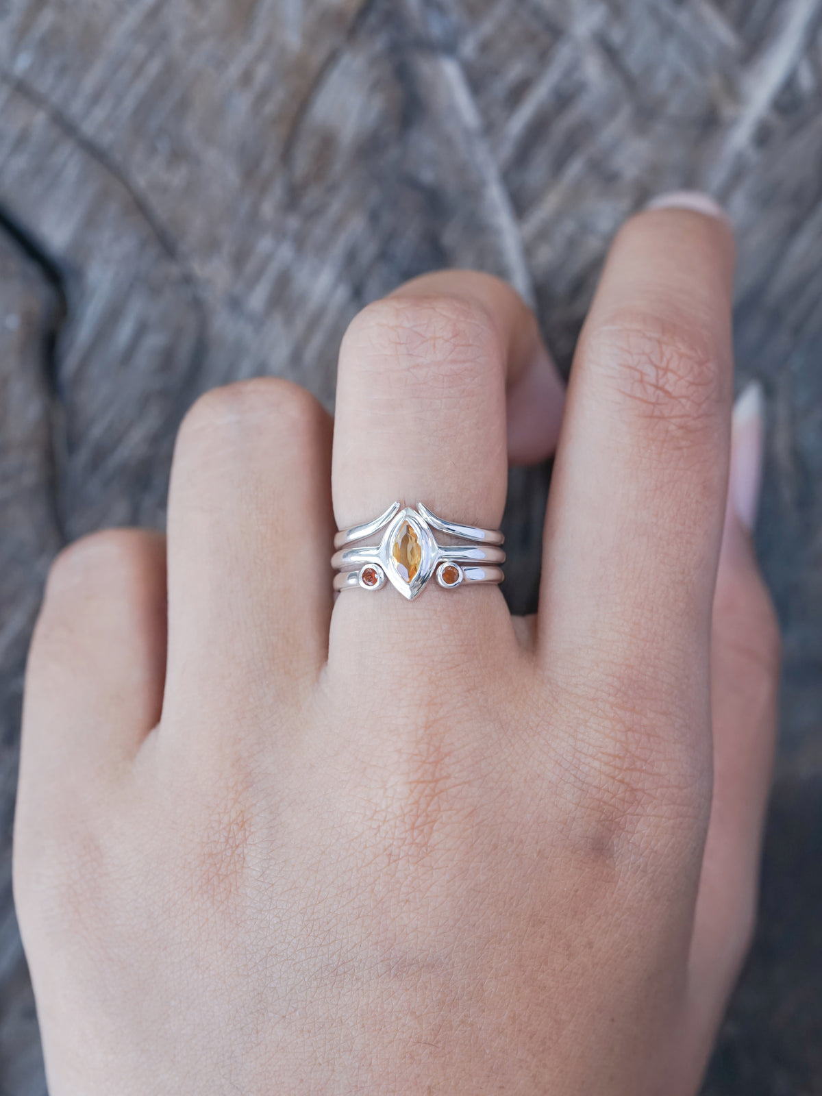 Ready to ship Citrine and Garnet Ring Set 