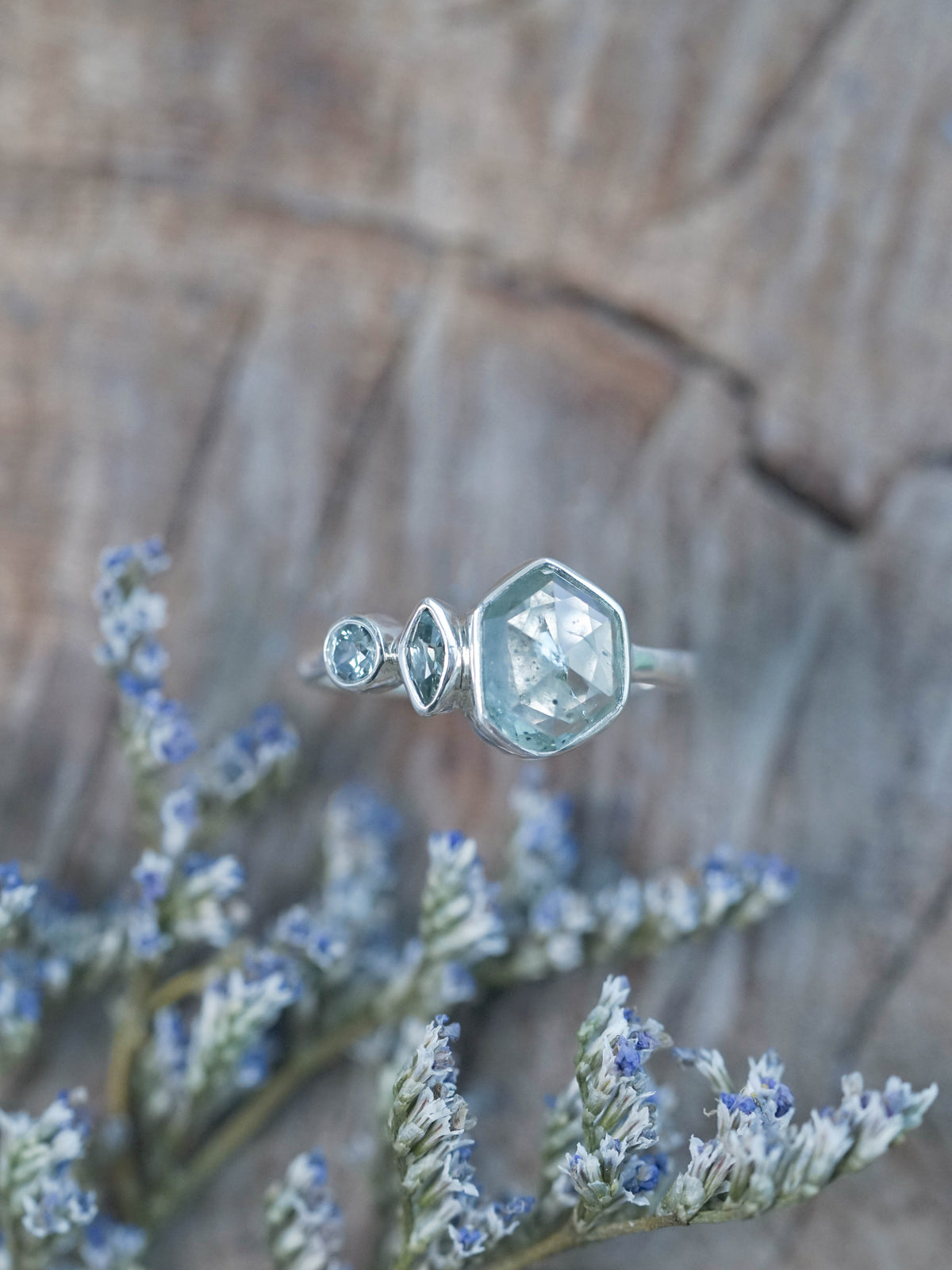 Ready to ship Green Montana Sapphire Ring in sterling silver