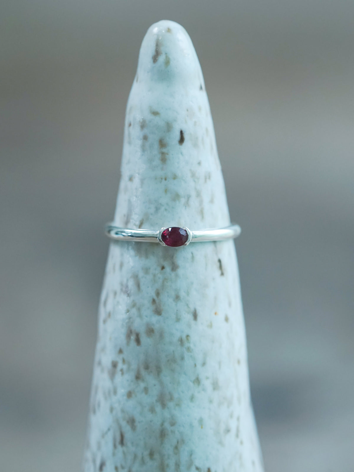Ready to ship Oval Ruby Ring in recycled sterling silver