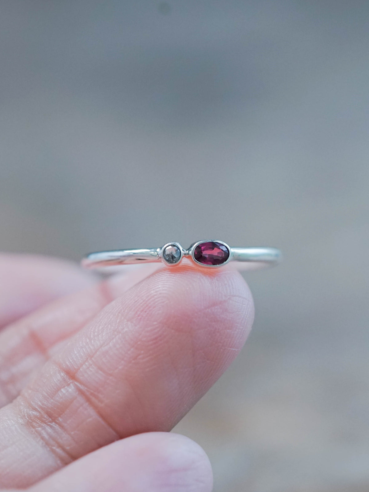 Ready to ship Ruby and Diamond Ring in recycled sterling silver