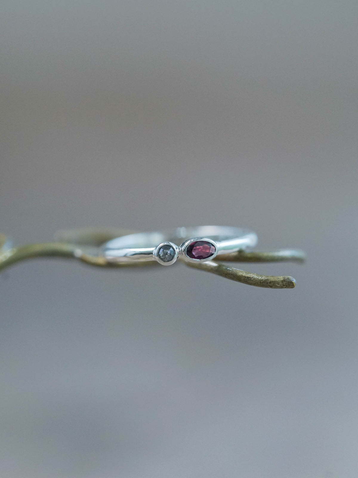 Ready to ship Ruby and Diamond Ring in sterling silver