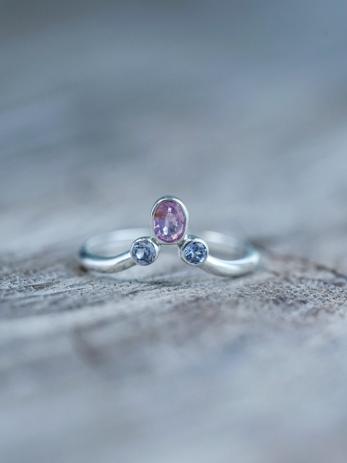 Ready to ship Sapphire and Tanzanite Ring in sterling silver