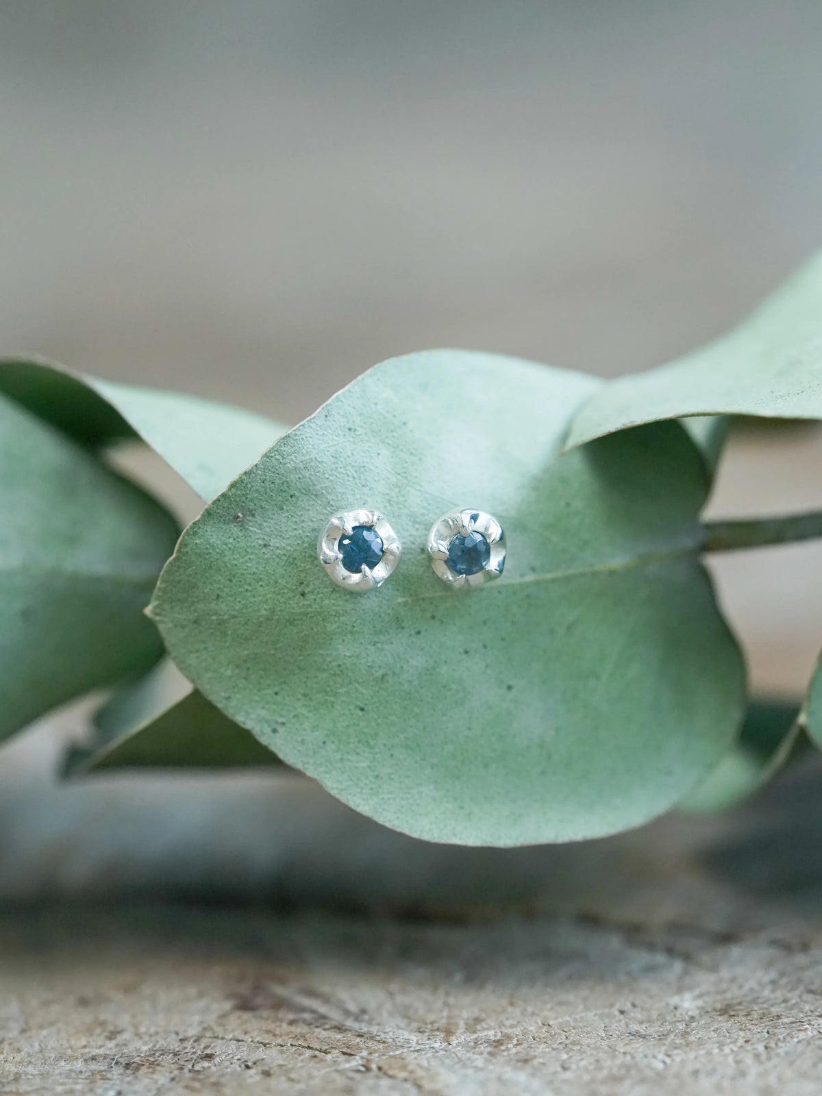 Real Blue Sapphire Flower Earrings