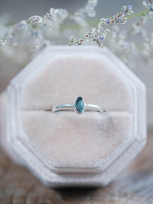 Recycled Sterling Silver Blue Diamond Slice Ring