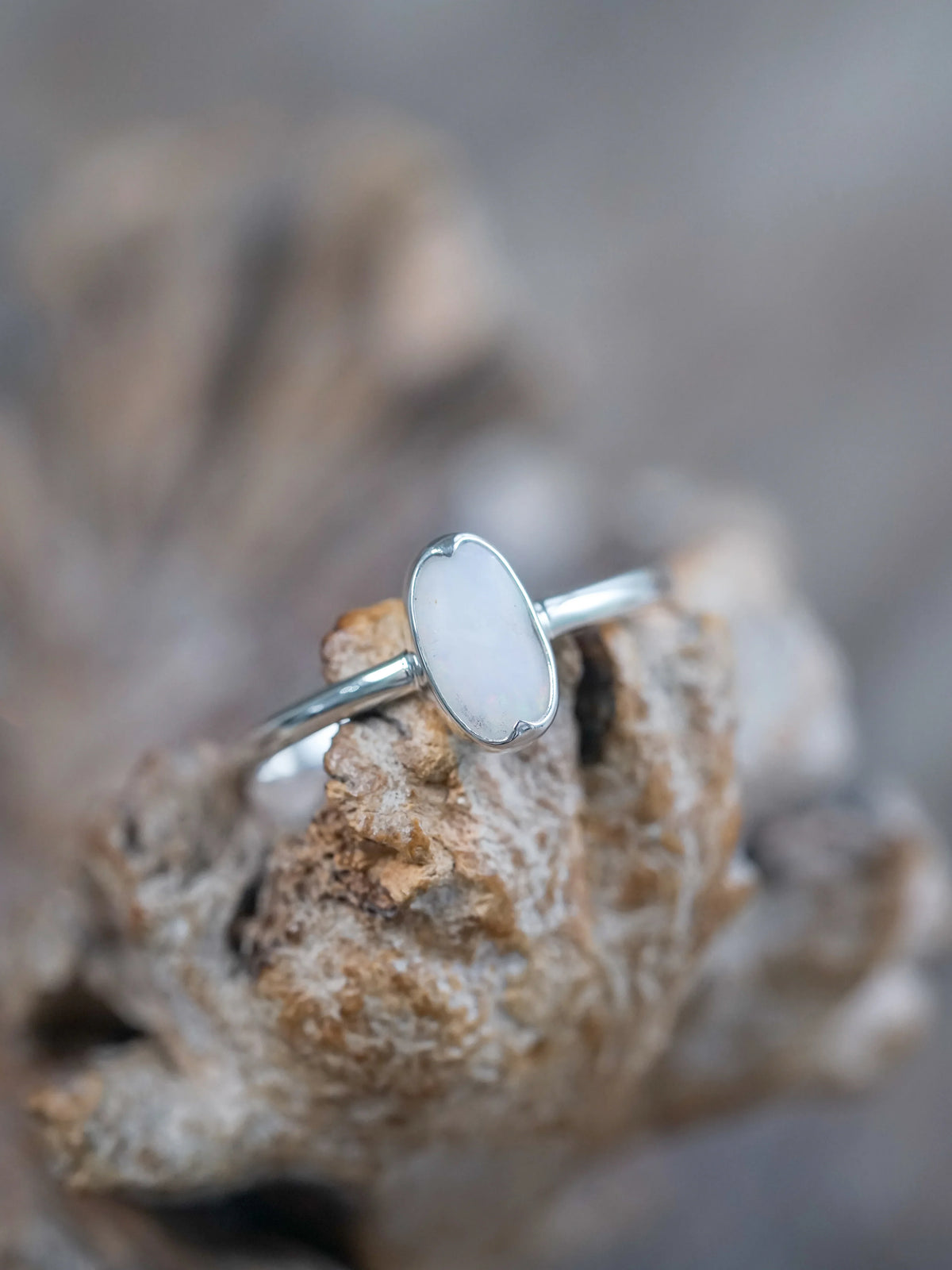 Recycled Sterling Silver Oval Opal Ring