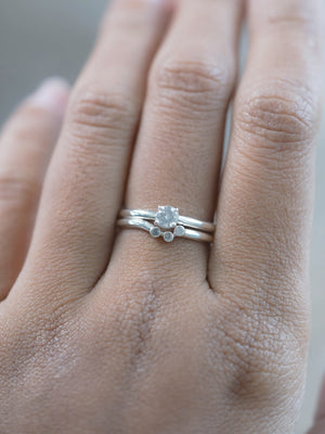 Recycled Sterling Silver Round Brilliant Diamond Ring