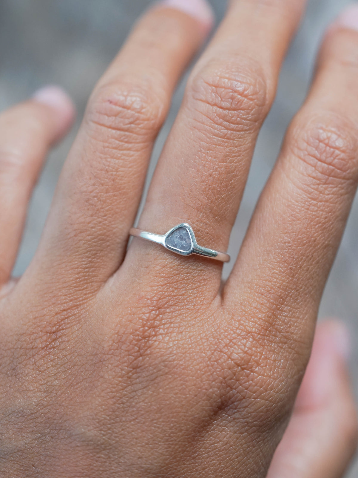 Recycled Sterling Silver Sliced Diamond Ring
