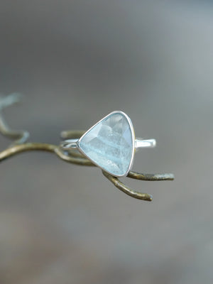 Sterling Silver Rose Cut Aquamarine Ring for women