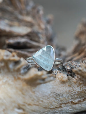 Rose Cut Aquamarine Ring in Silver for women