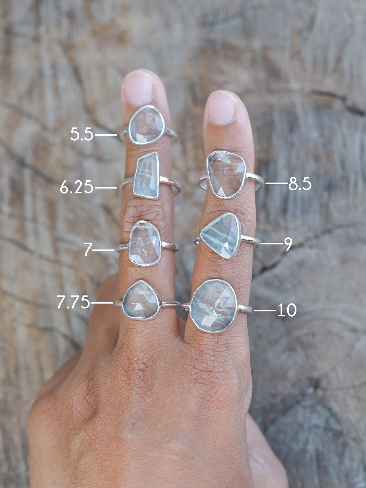 Rose Cut Aquamarine Ring in Silver
