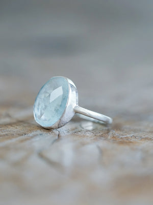 Rose Cut Aquamarine Ring in Silver