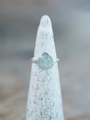 Sterling Silver Rose Cut Aquamarine Ring for woman