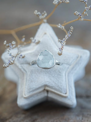 Sterling Silver Rose Cut Aquamarine Rings for women