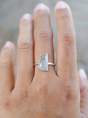 Rose Cut Aquamarine Ring in Silver