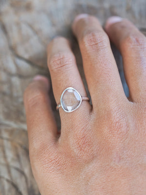 Rose Cut Aquamarine Ring in Silver