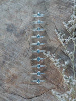 Rose Cut Blue Diamond Ring in Silver