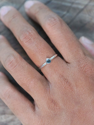 Rose Cut Blue Diamond Ring in Silver