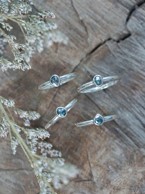 Rose Cut Blue Diamond Ring in Silver