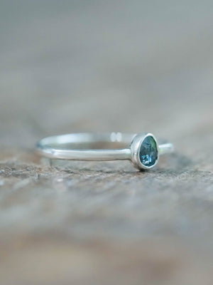 Rose Cut Blue Diamond Ring in Silver