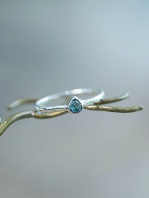 Rose Cut Blue Diamond Ring in Silver
