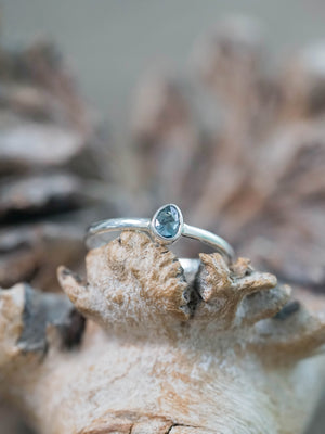 Rose Cut Blue Diamond Ring in Silver