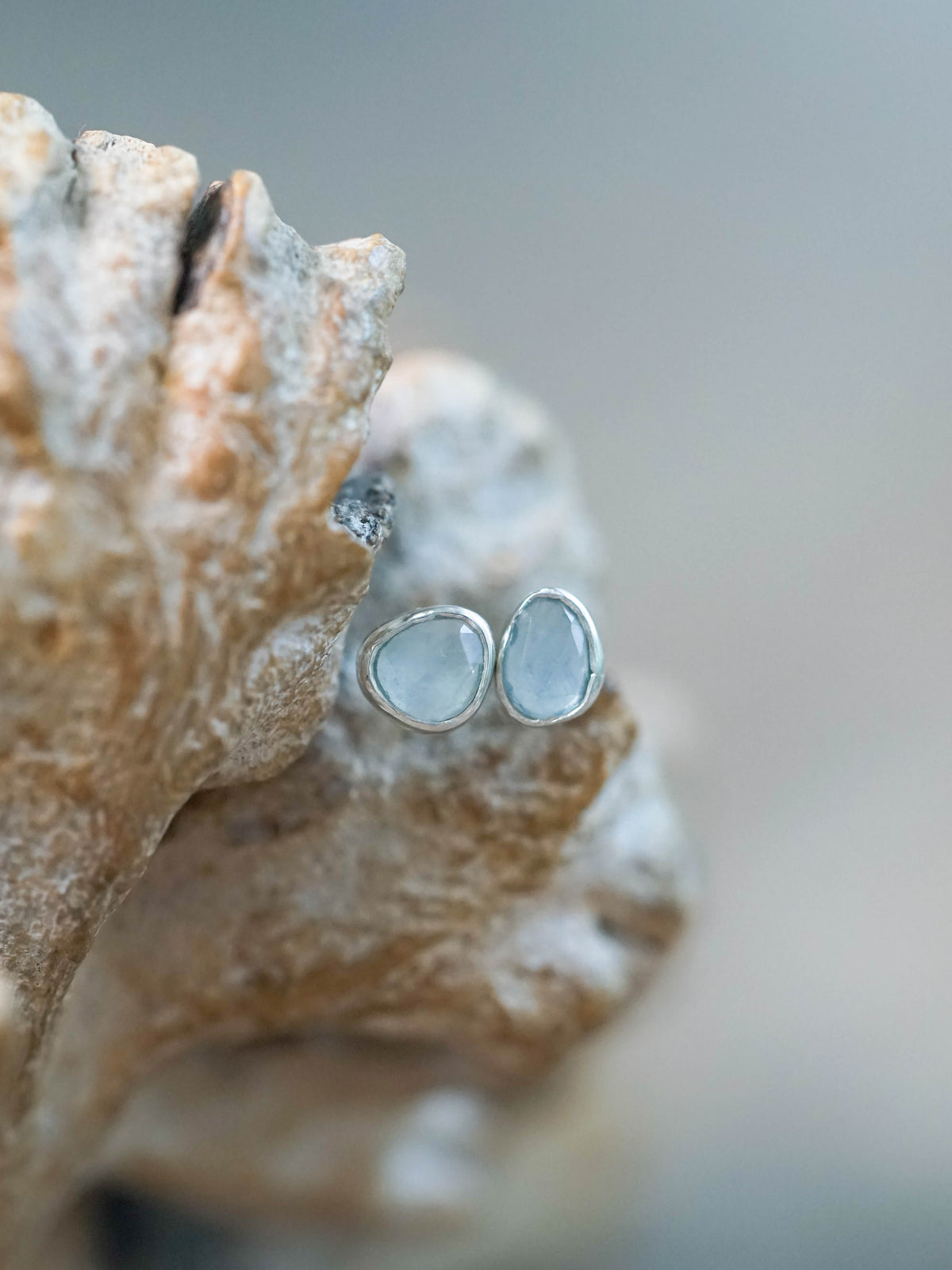 Rose Cut Blue Sapphire Earrings