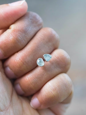 Rose Cut Blue Sapphire Earrings