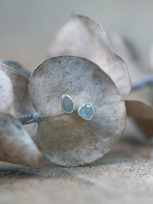 Rose Cut Blue Sapphire Earrings