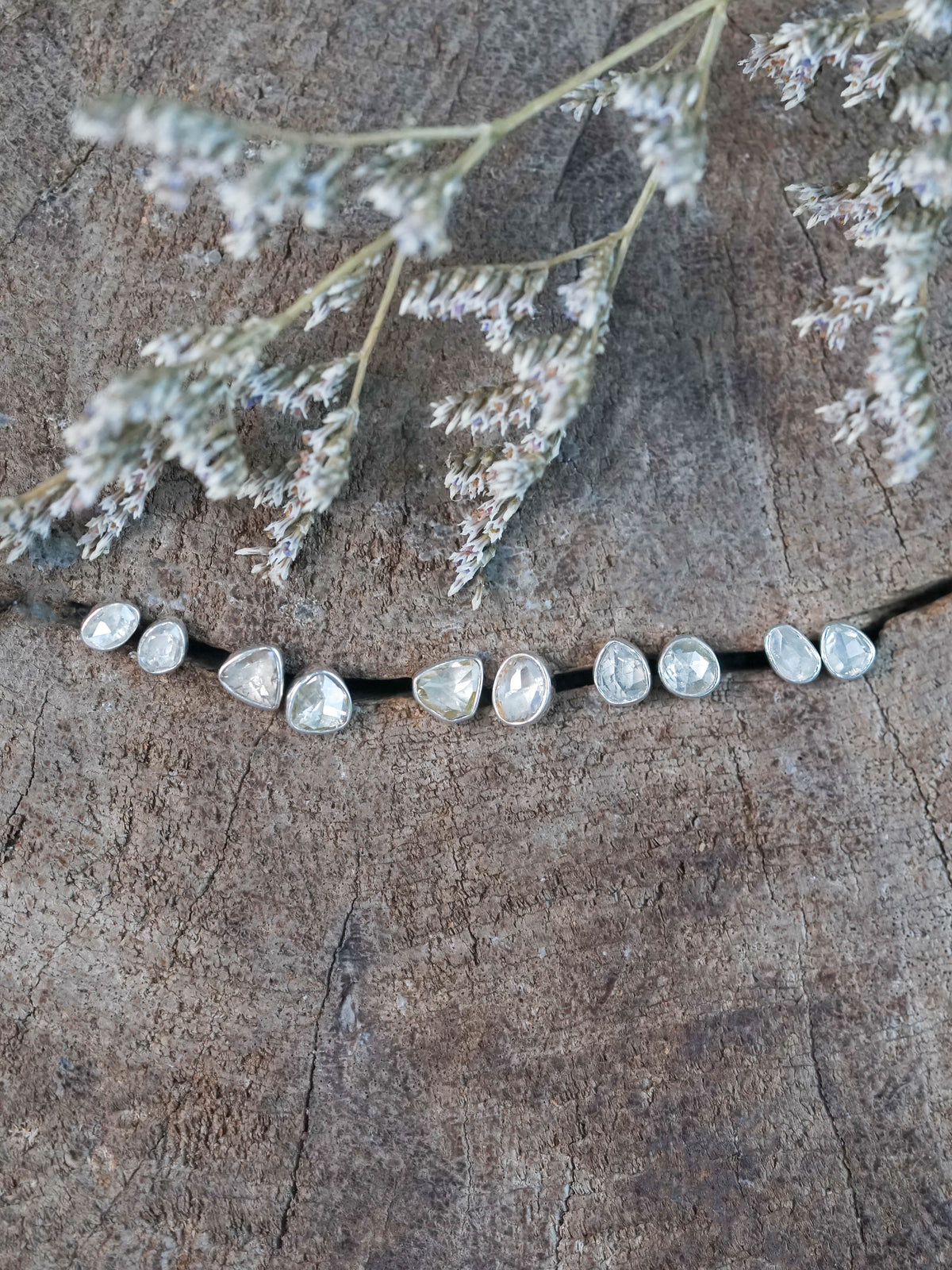 Rose Cut Diamond Earrings in Sterling Silver